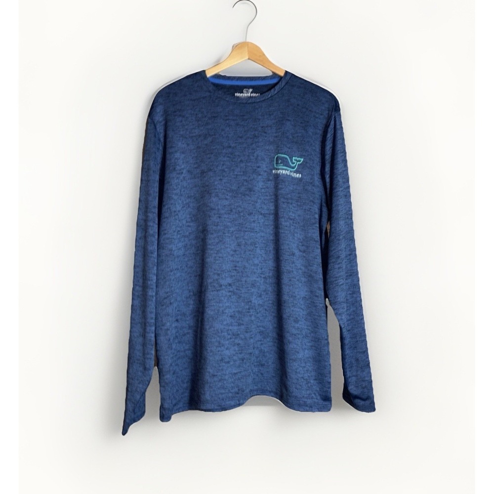Vineyard Vines Men's‎ Performance Long Sleeve Shirt Size M Blue Logo Sleeve/Back